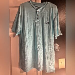 Realtree Light Blue Henley Tee for Men